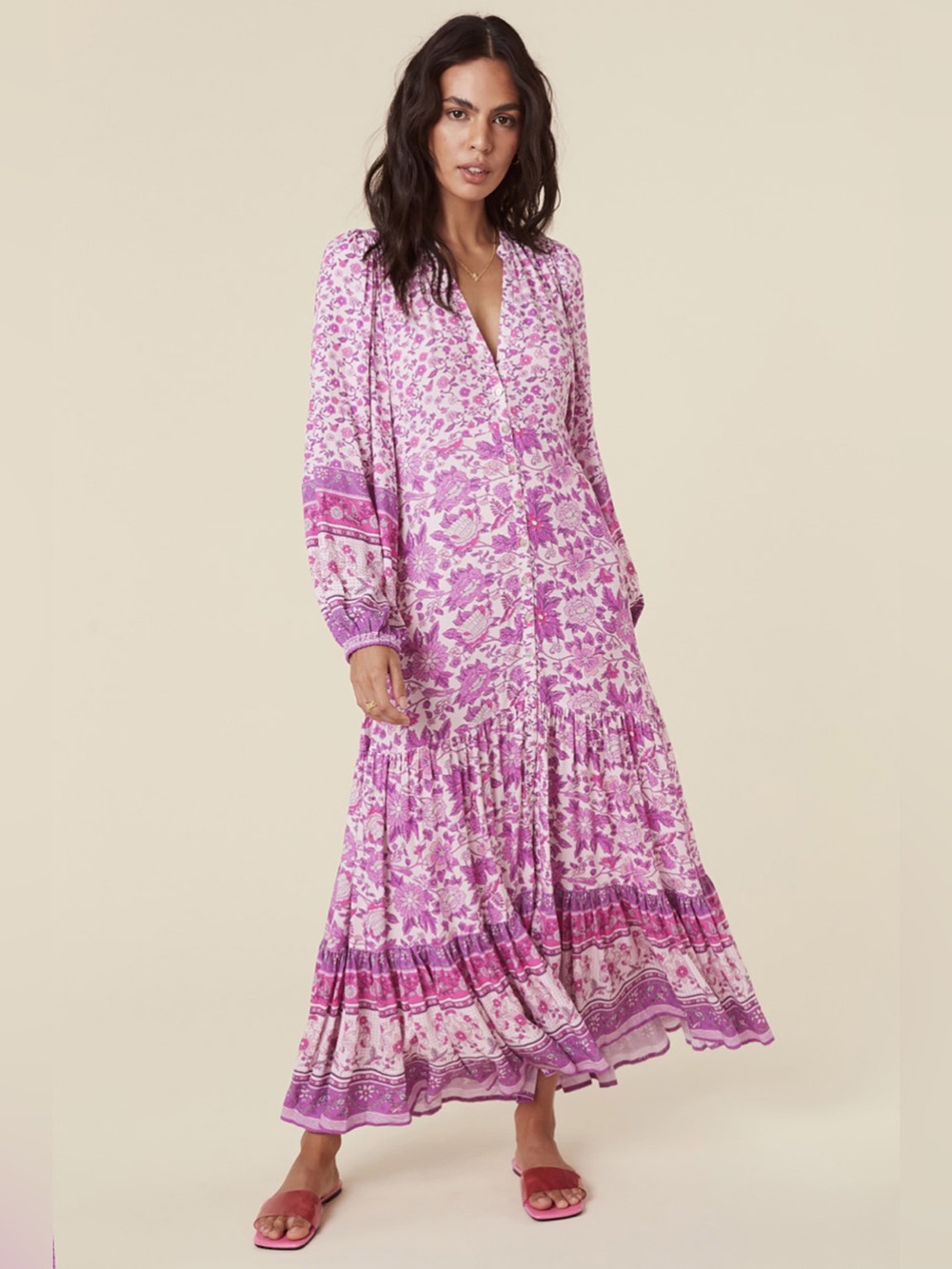 Spell Mossy Button Through Gown in Lilac